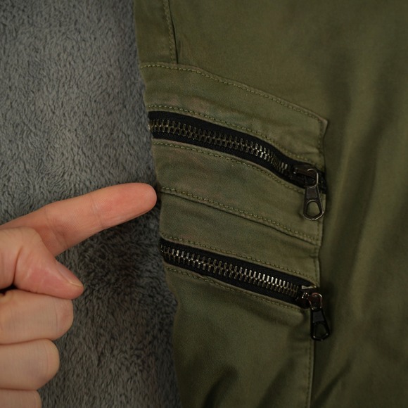 Rag & Bone Lariat Cargo Pants Women 31 Army Green Multi-Zip Skinny Biker Moto - Picture 11 of 12